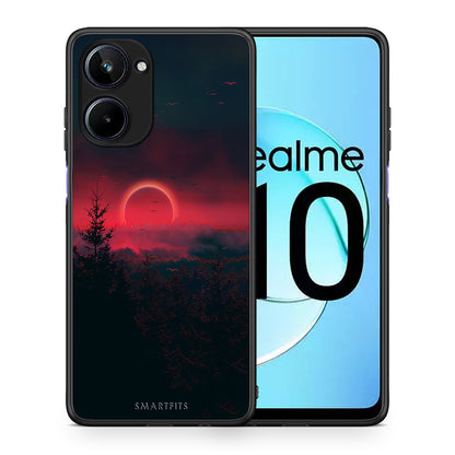 Θήκη Realme 10 Tropic Sunset από τη Smartfits με σχέδιο στο πίσω μέρος και μαύρο περίβλημα | Realme 10 Tropic Sunset Case with Colorful Back and Black Bezels