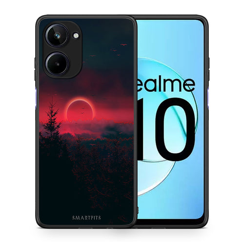 Θήκη Realme 10 Tropic Sunset από τη Smartfits με σχέδιο στο πίσω μέρος και μαύρο περίβλημα | Realme 10 Tropic Sunset Case with Colorful Back and Black Bezels