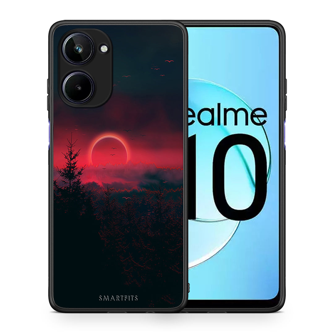 Θήκη Realme 10 Tropic Sunset από τη Smartfits με σχέδιο στο πίσω μέρος και μαύρο περίβλημα | Realme 10 Tropic Sunset Case with Colorful Back and Black Bezels