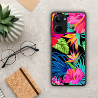 Thumbnail for Θήκη Realme 10 Tropical Flowers από τη Smartfits με σχέδιο στο πίσω μέρος και μαύρο περίβλημα | Realme 10 Tropical Flowers Case with Colorful Back and Black Bezels