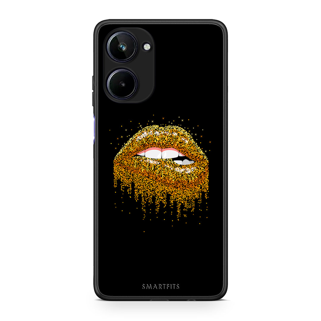 Θήκη Realme 10 Valentine Golden από τη Smartfits με σχέδιο στο πίσω μέρος και μαύρο περίβλημα | Realme 10 Valentine Golden Case with Colorful Back and Black Bezels