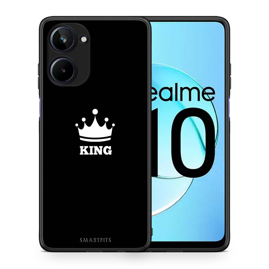 Θήκη Realme 10 Valentine King από τη Smartfits με σχέδιο στο πίσω μέρος και μαύρο περίβλημα | Realme 10 Valentine King Case with Colorful Back and Black Bezels