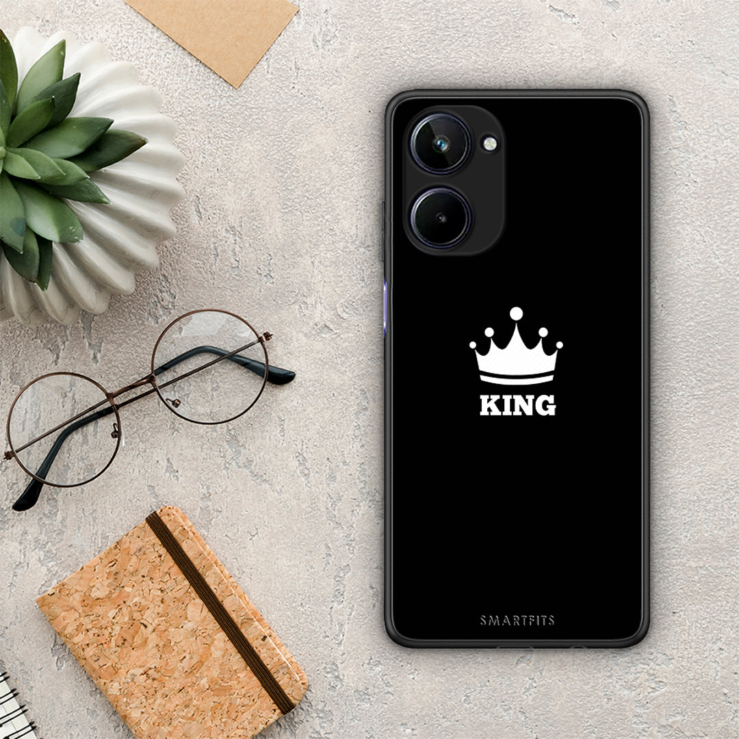 Θήκη Realme 10 Valentine King από τη Smartfits με σχέδιο στο πίσω μέρος και μαύρο περίβλημα | Realme 10 Valentine King Case with Colorful Back and Black Bezels