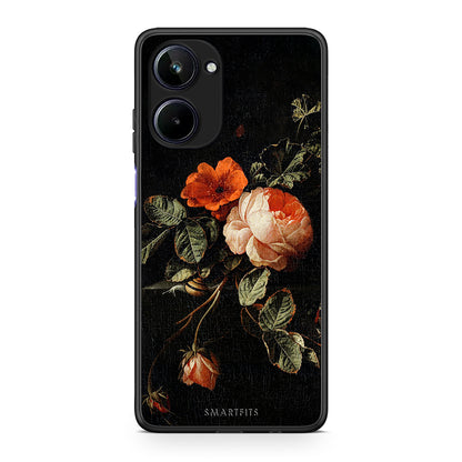 Θήκη Realme 10 Vintage Roses από τη Smartfits με σχέδιο στο πίσω μέρος και μαύρο περίβλημα | Realme 10 Vintage Roses Case with Colorful Back and Black Bezels