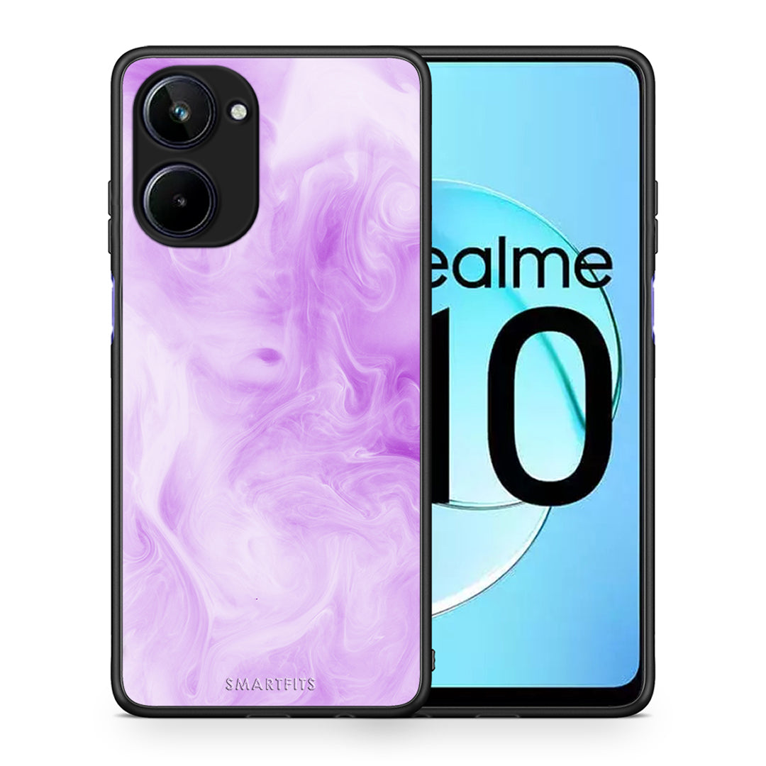 Θήκη Realme 10 Watercolor Lavender από τη Smartfits με σχέδιο στο πίσω μέρος και μαύρο περίβλημα | Realme 10 Watercolor Lavender Case with Colorful Back and Black Bezels