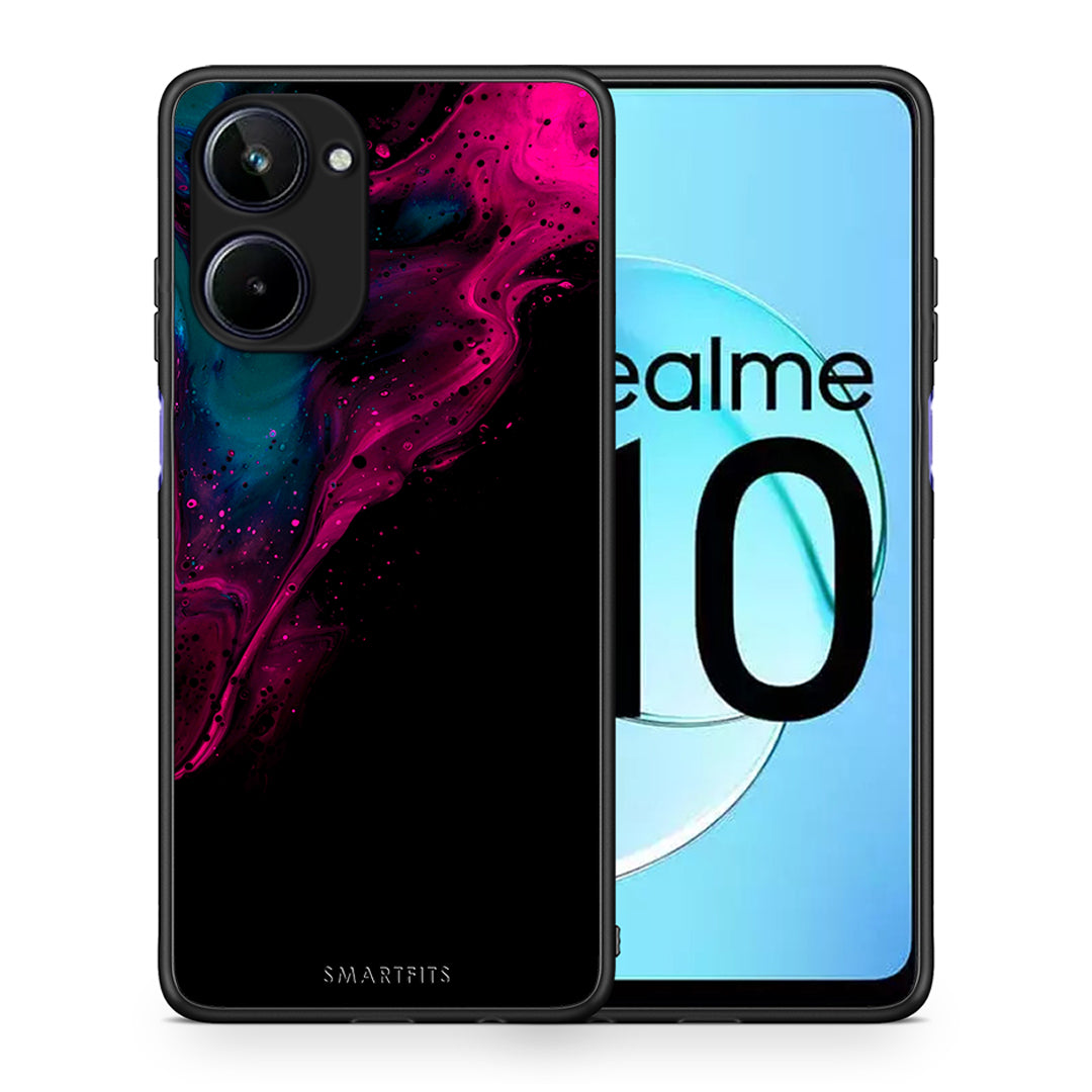 Θήκη Realme 10 Watercolor Pink Black από τη Smartfits με σχέδιο στο πίσω μέρος και μαύρο περίβλημα | Realme 10 Watercolor Pink Black Case with Colorful Back and Black Bezels