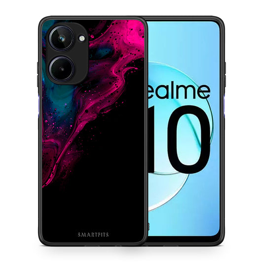 Θήκη Realme 10 Watercolor Pink Black από τη Smartfits με σχέδιο στο πίσω μέρος και μαύρο περίβλημα | Realme 10 Watercolor Pink Black Case with Colorful Back and Black Bezels