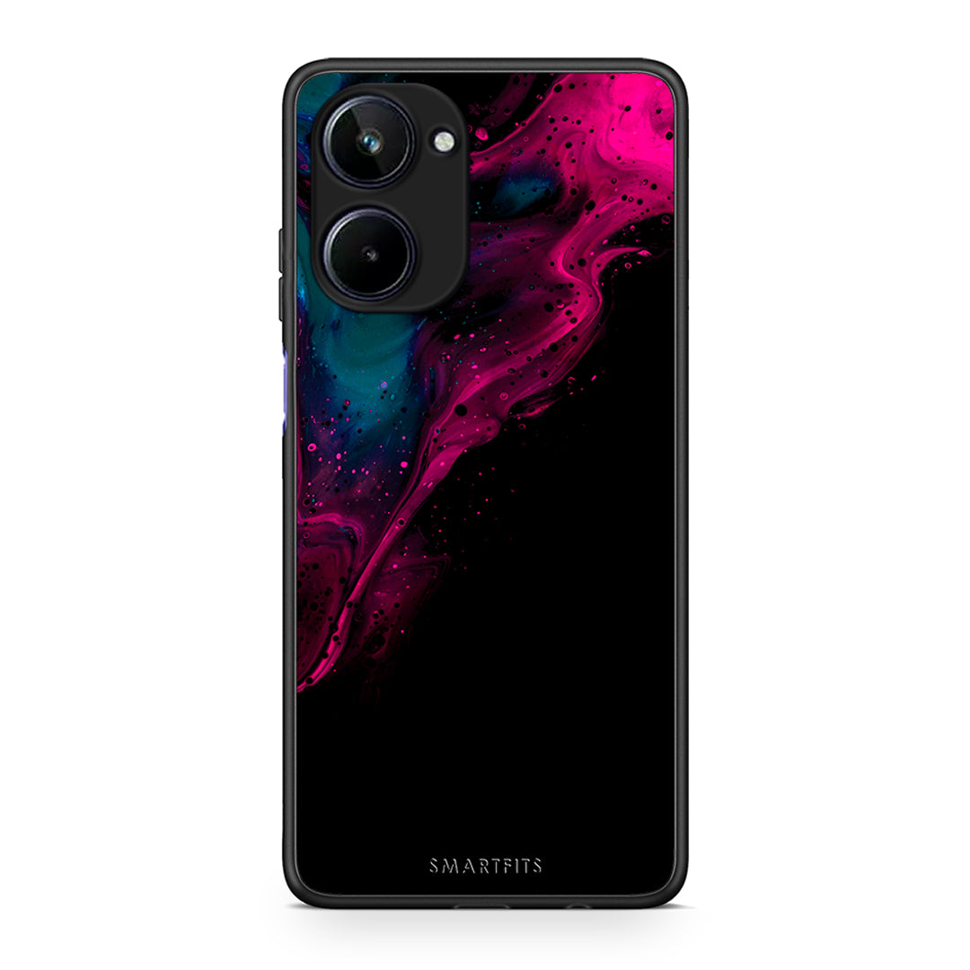 Θήκη Realme 10 Watercolor Pink Black από τη Smartfits με σχέδιο στο πίσω μέρος και μαύρο περίβλημα | Realme 10 Watercolor Pink Black Case with Colorful Back and Black Bezels