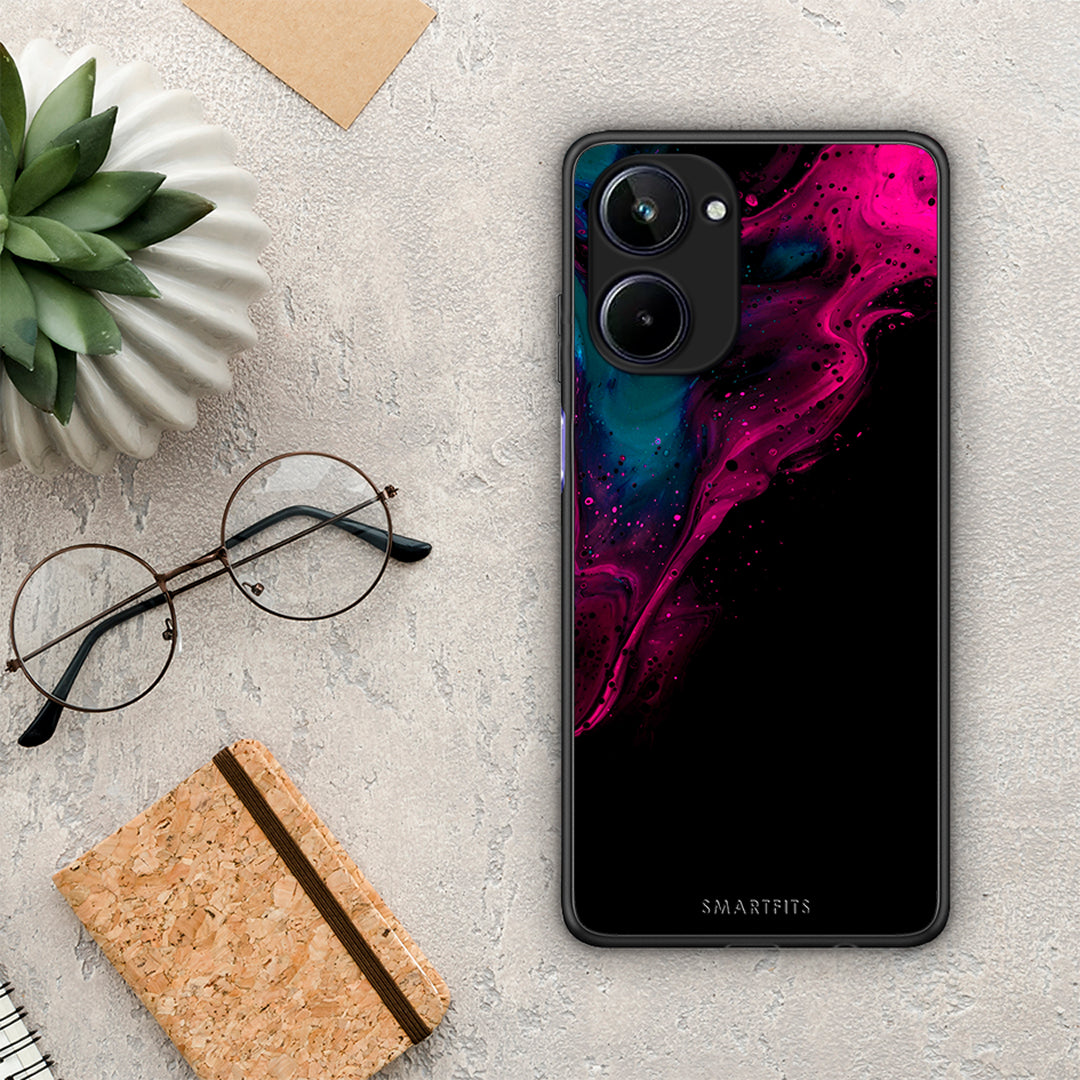 Θήκη Realme 10 Watercolor Pink Black από τη Smartfits με σχέδιο στο πίσω μέρος και μαύρο περίβλημα | Realme 10 Watercolor Pink Black Case with Colorful Back and Black Bezels