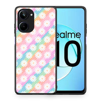 Thumbnail for Θήκη Realme 10 White Daisies από τη Smartfits με σχέδιο στο πίσω μέρος και μαύρο περίβλημα | Realme 10 White Daisies Case with Colorful Back and Black Bezels