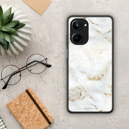Θήκη Realme 10 White Gold Marble από τη Smartfits με σχέδιο στο πίσω μέρος και μαύρο περίβλημα | Realme 10 White Gold Marble Case with Colorful Back and Black Bezels