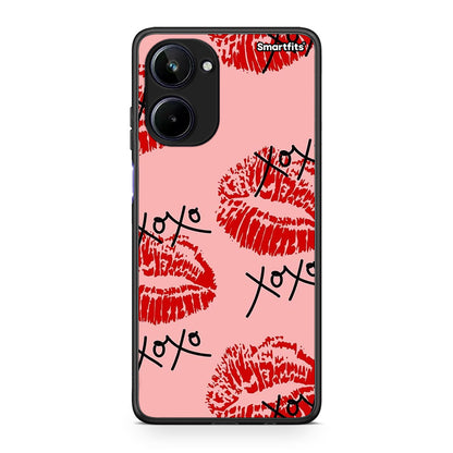 Θήκη Realme 10 XOXO Lips από τη Smartfits με σχέδιο στο πίσω μέρος και μαύρο περίβλημα | Realme 10 XOXO Lips Case with Colorful Back and Black Bezels