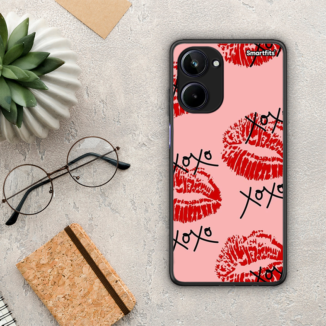 Θήκη Realme 10 XOXO Lips από τη Smartfits με σχέδιο στο πίσω μέρος και μαύρο περίβλημα | Realme 10 XOXO Lips Case with Colorful Back and Black Bezels