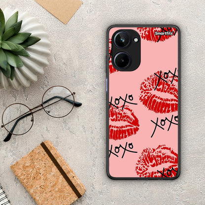 Θήκη Realme 10 XOXO Lips από τη Smartfits με σχέδιο στο πίσω μέρος και μαύρο περίβλημα | Realme 10 XOXO Lips Case with Colorful Back and Black Bezels
