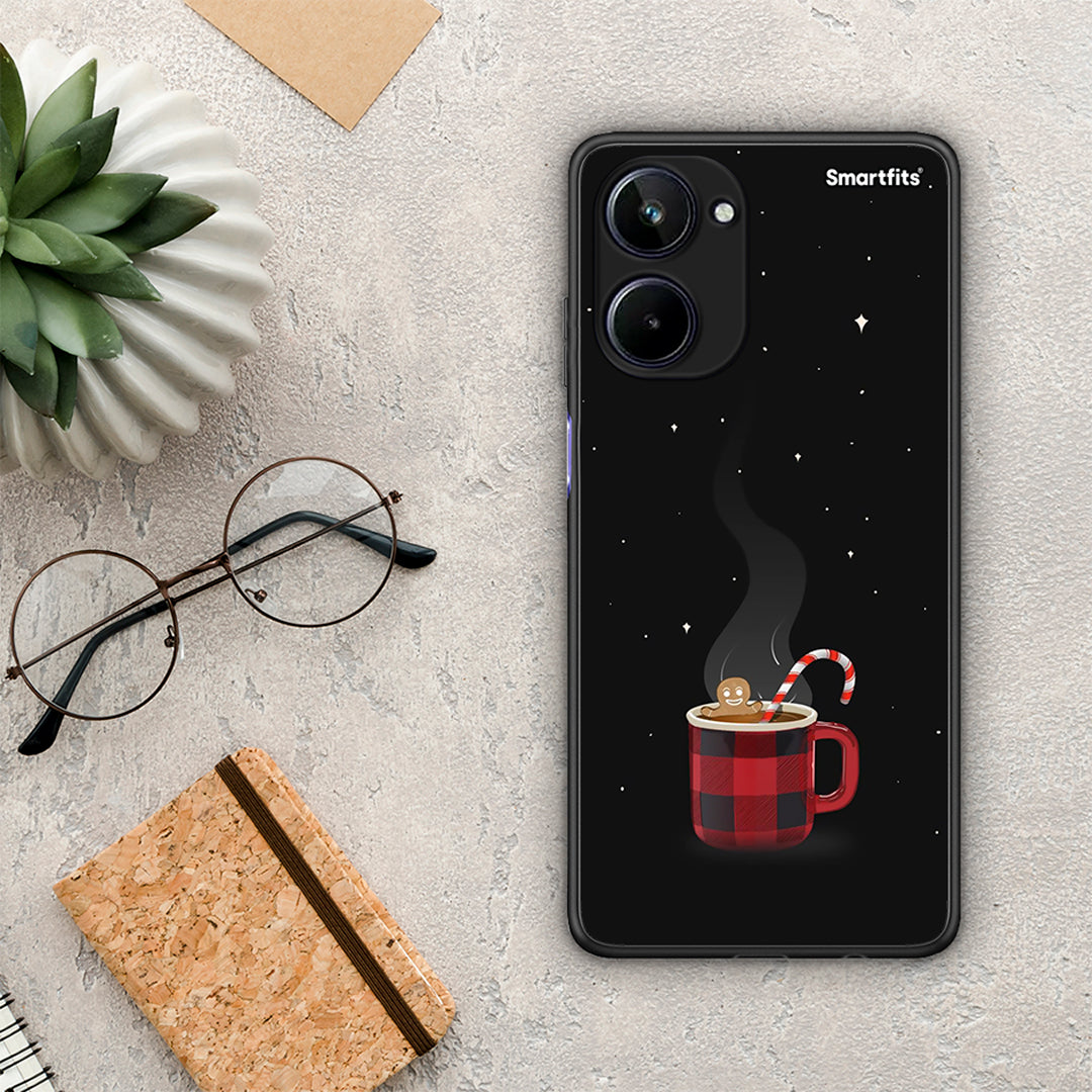 Θήκη Realme 10 Xmas Bathing από τη Smartfits με σχέδιο στο πίσω μέρος και μαύρο περίβλημα | Realme 10 Xmas Bathing Case with Colorful Back and Black Bezels