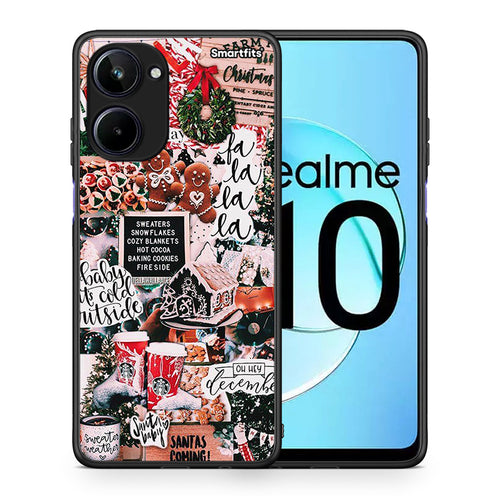 Θήκη Realme 10 Xmas Habbits από τη Smartfits με σχέδιο στο πίσω μέρος και μαύρο περίβλημα | Realme 10 Xmas Habbits Case with Colorful Back and Black Bezels