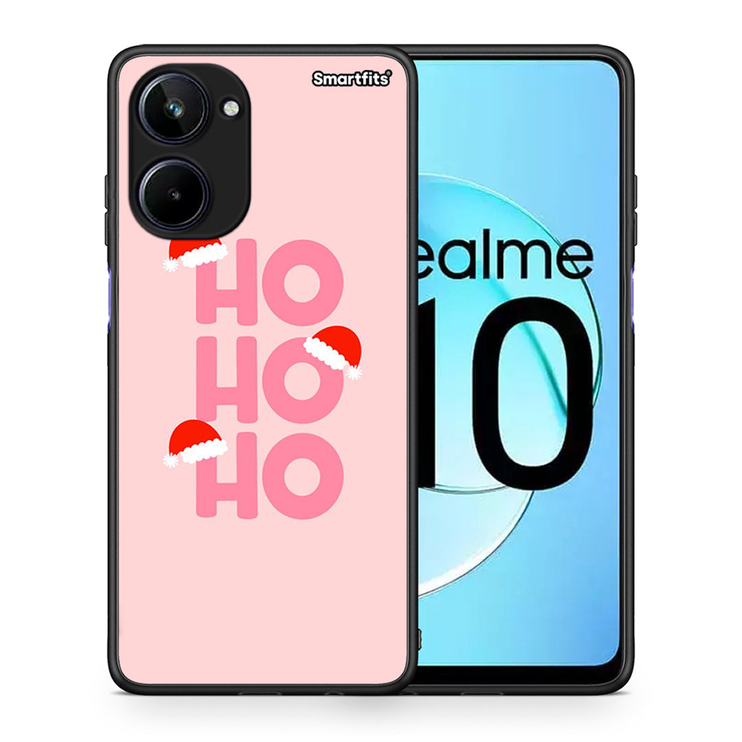 Θήκη Realme 10 Xmas Ho Ho Ho από τη Smartfits με σχέδιο στο πίσω μέρος και μαύρο περίβλημα | Realme 10 Xmas Ho Ho Ho Case with Colorful Back and Black Bezels