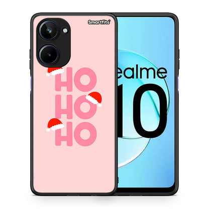 Θήκη Realme 10 Xmas Ho Ho Ho από τη Smartfits με σχέδιο στο πίσω μέρος και μαύρο περίβλημα | Realme 10 Xmas Ho Ho Ho Case with Colorful Back and Black Bezels