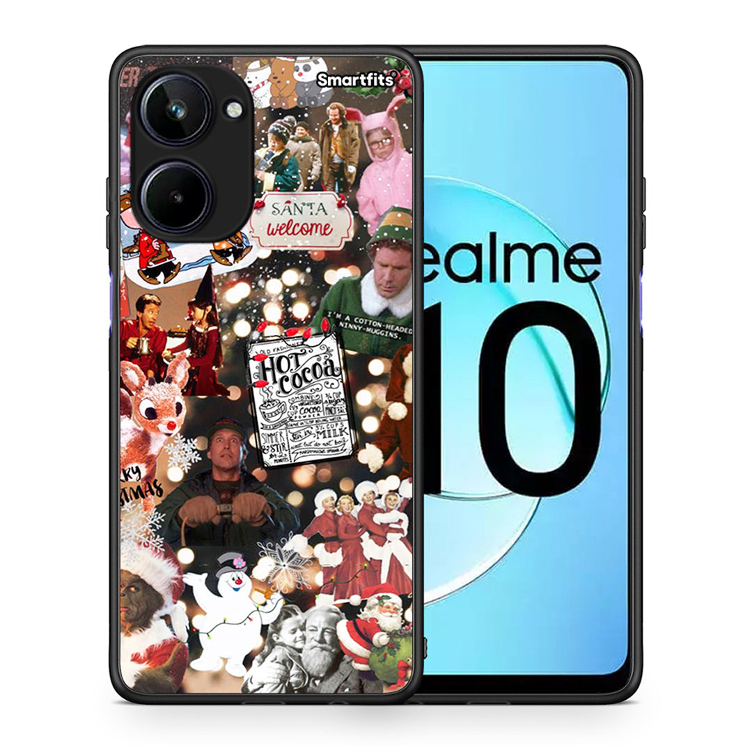 Θήκη Realme 10 Xmas Movies από τη Smartfits με σχέδιο στο πίσω μέρος και μαύρο περίβλημα | Realme 10 Xmas Movies Case with Colorful Back and Black Bezels