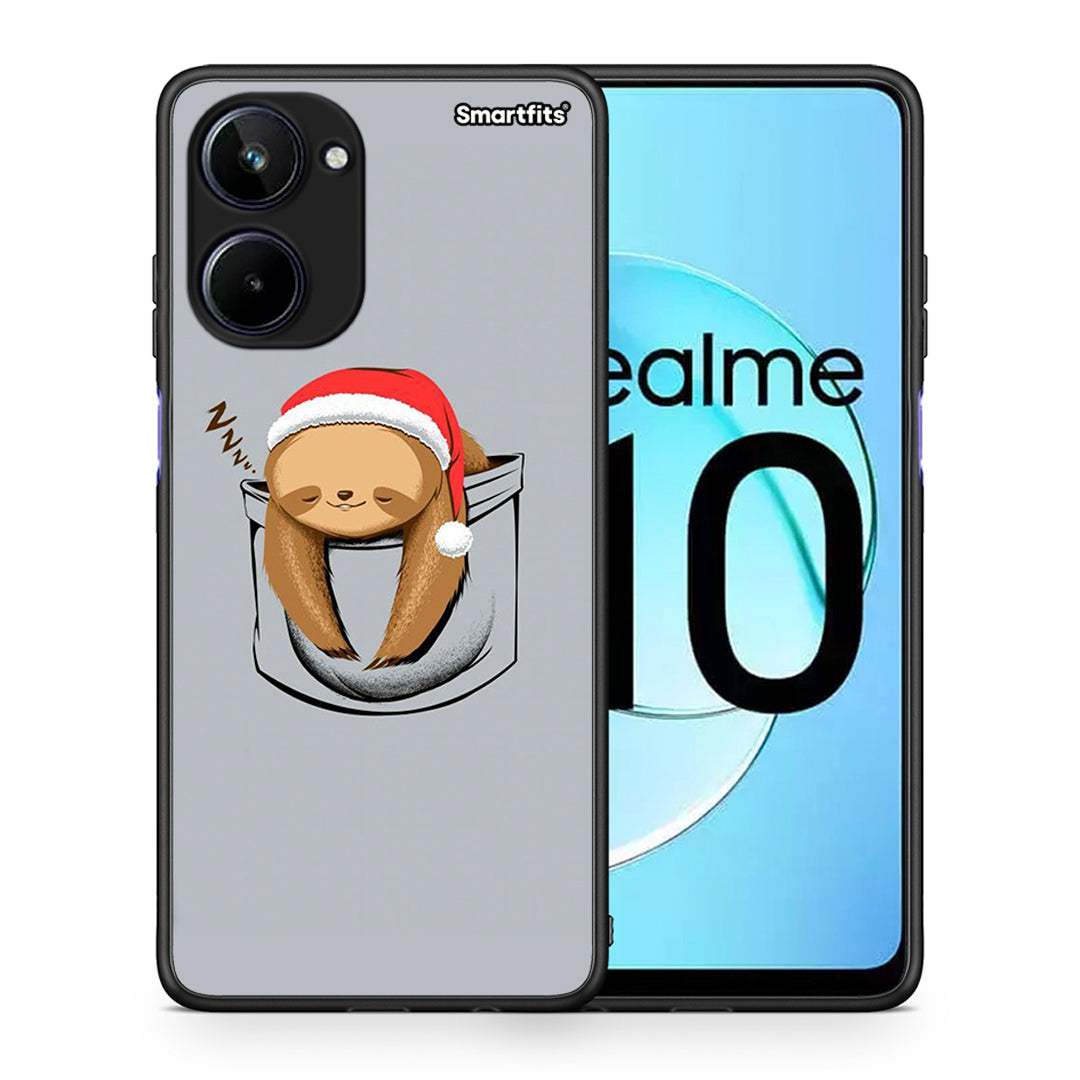 Θήκη Realme 10 Xmas Zzzz από τη Smartfits με σχέδιο στο πίσω μέρος και μαύρο περίβλημα | Realme 10 Xmas Zzzz Case with Colorful Back and Black Bezels