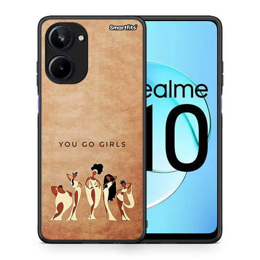 Θήκη Realme 10 You Go Girl από τη Smartfits με σχέδιο στο πίσω μέρος και μαύρο περίβλημα | Realme 10 You Go Girl Case with Colorful Back and Black Bezels