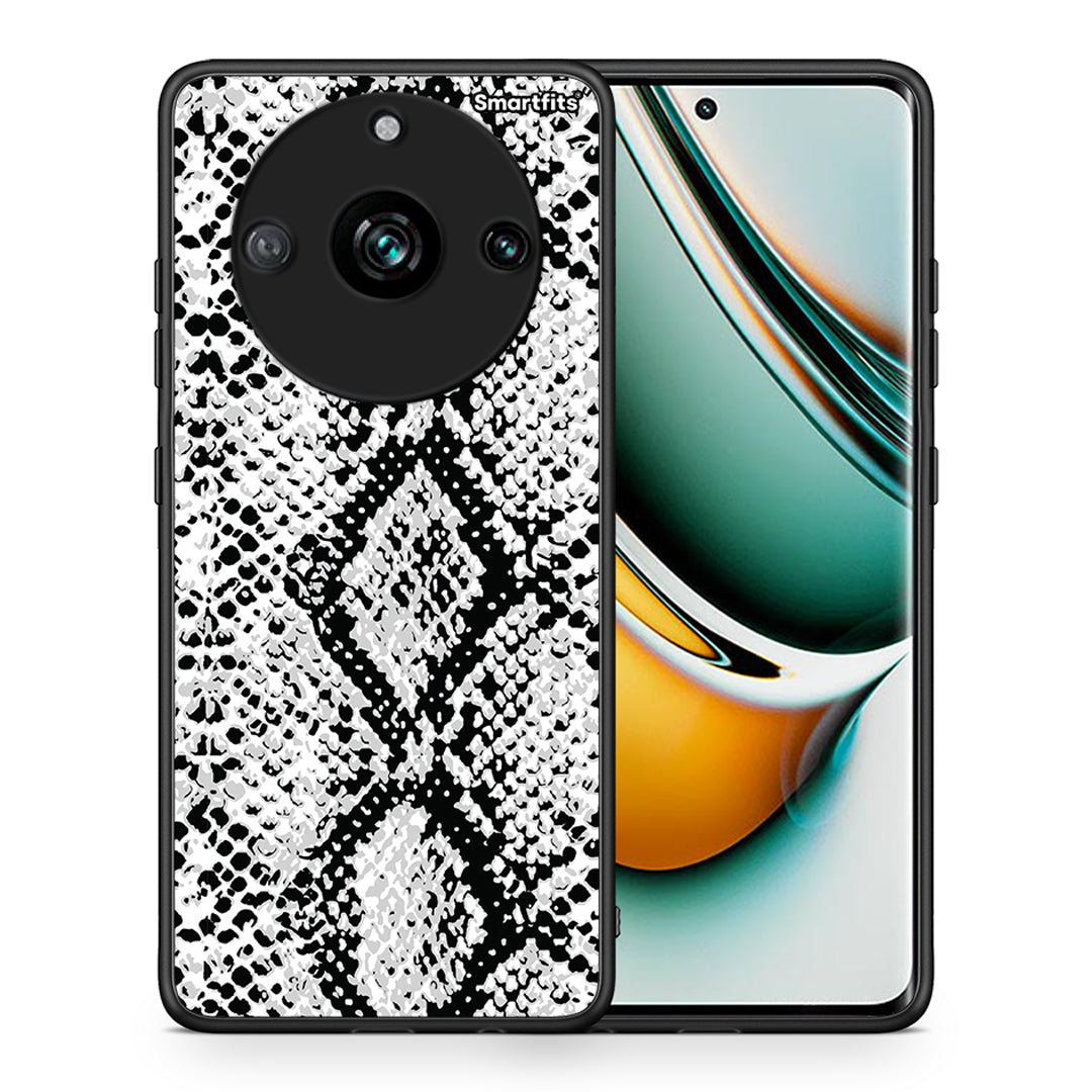 Θήκη Realme 11 Pro+ White Snake Animal από τη Smartfits με σχέδιο στο πίσω μέρος και μαύρο περίβλημα | Realme 11 Pro+ White Snake Animal case with colorful back and black bezels