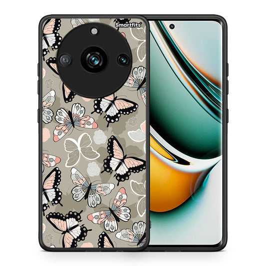 Θήκη Realme 11 Pro Butterflies Boho από τη Smartfits με σχέδιο στο πίσω μέρος και μαύρο περίβλημα | Realme 11 Pro Butterflies Boho case with colorful back and black bezels