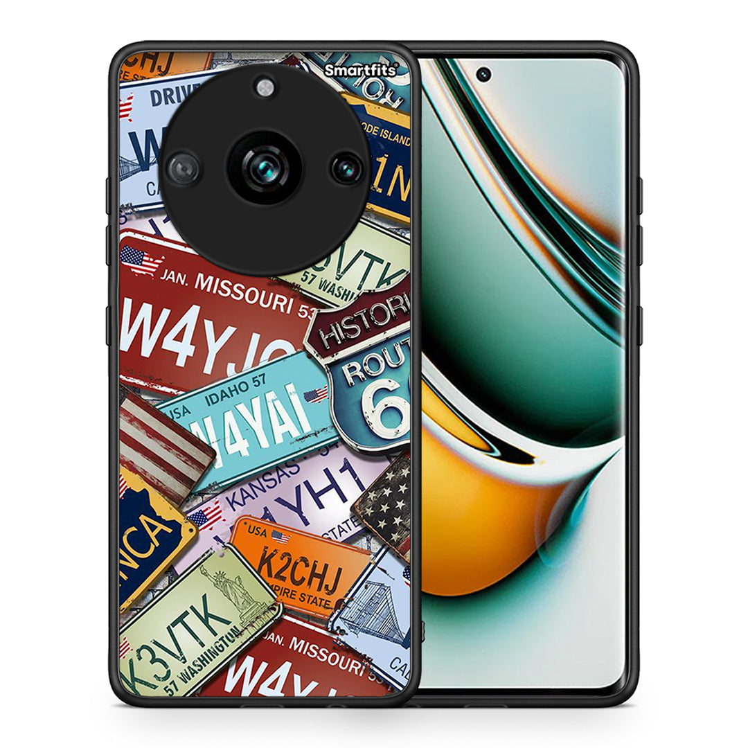 Θήκη Realme 11 Pro Car Plates από τη Smartfits με σχέδιο στο πίσω μέρος και μαύρο περίβλημα | Realme 11 Pro Car Plates case with colorful back and black bezels