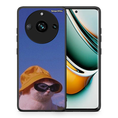 Θήκη Realme 11 Pro Cat Diva από τη Smartfits με σχέδιο στο πίσω μέρος και μαύρο περίβλημα | Realme 11 Pro Cat Diva case with colorful back and black bezels