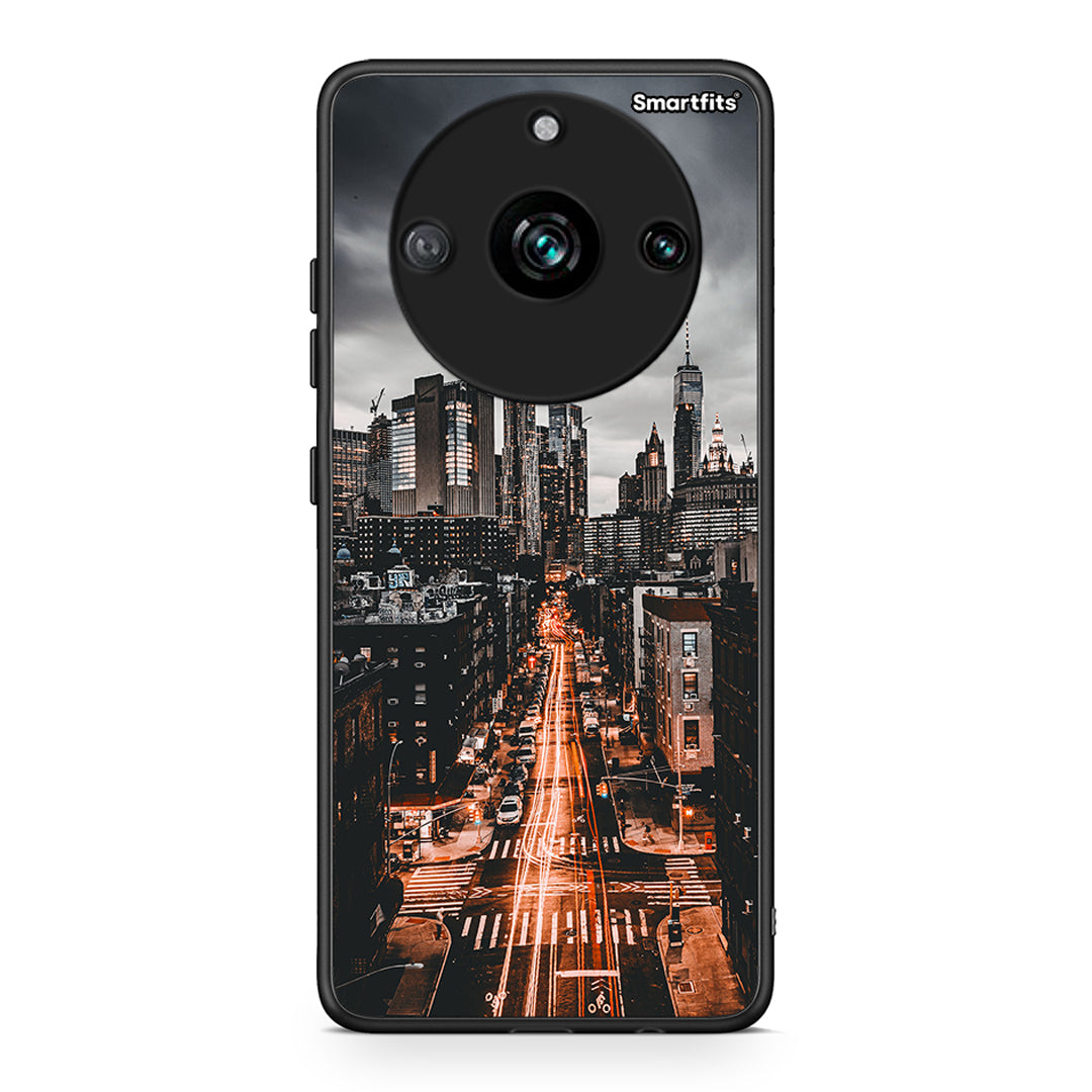 Realme 11 Pro+ City Lights θήκη από τη Smartfits με σχέδιο στο πίσω μέρος και μαύρο περίβλημα | Smartphone case with colorful back and black bezels by Smartfits