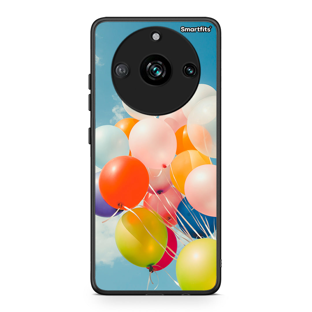 Realme 11 Pro+ Colorful Balloons θήκη από τη Smartfits με σχέδιο στο πίσω μέρος και μαύρο περίβλημα | Smartphone case with colorful back and black bezels by Smartfits