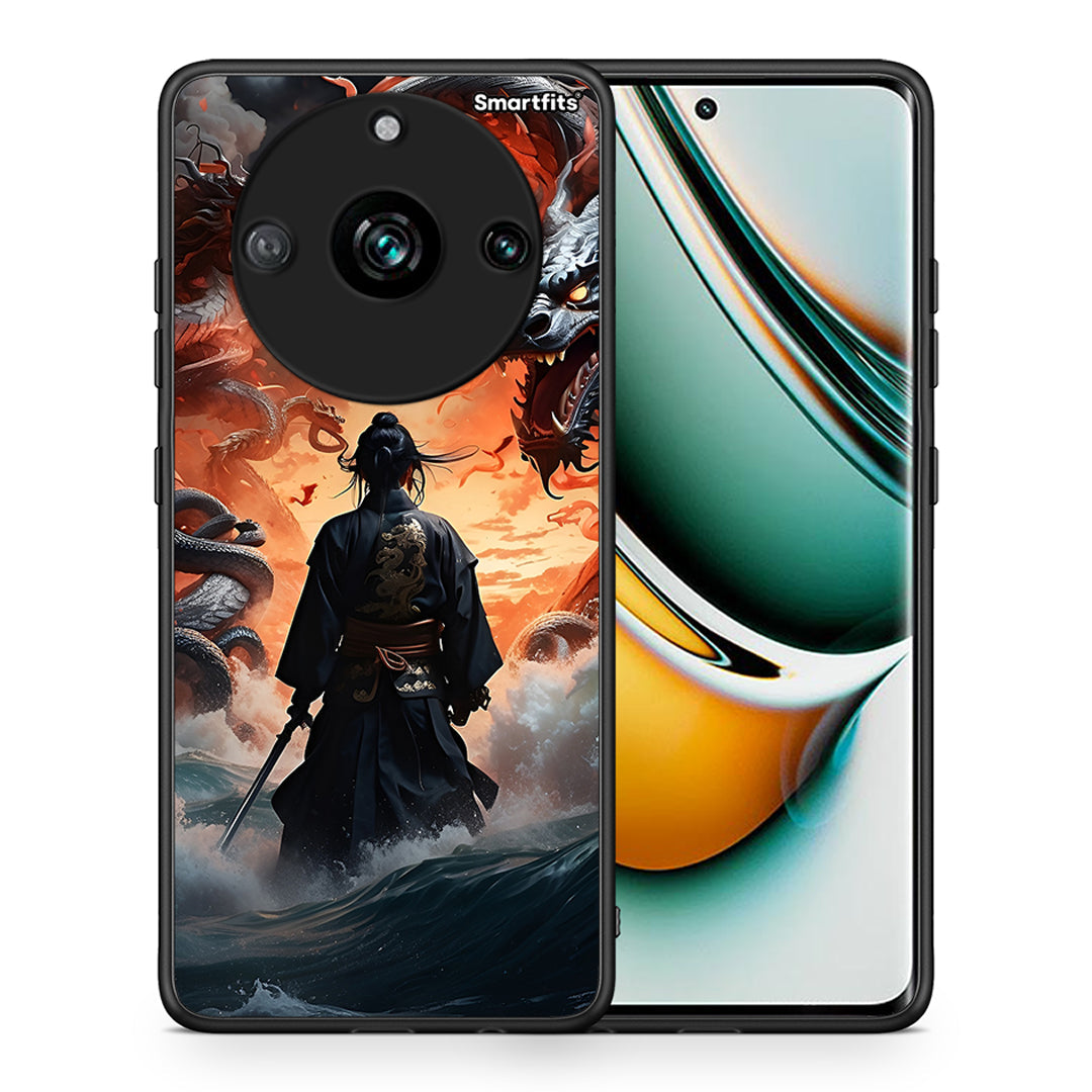 Θήκη Realme 11 Pro+ Dragons Fight από τη Smartfits με σχέδιο στο πίσω μέρος και μαύρο περίβλημα | Realme 11 Pro+ Dragons Fight case with colorful back and black bezels