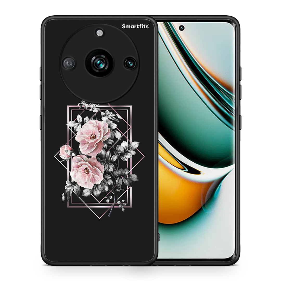 Θήκη Realme 11 Pro+ Frame Flower από τη Smartfits με σχέδιο στο πίσω μέρος και μαύρο περίβλημα | Realme 11 Pro+ Frame Flower case with colorful back and black bezels