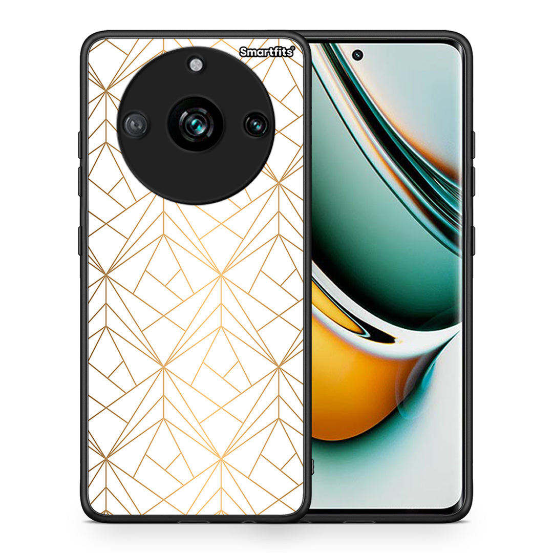 Θήκη Realme 11 Pro Luxury White Geometric από τη Smartfits με σχέδιο στο πίσω μέρος και μαύρο περίβλημα | Realme 11 Pro Luxury White Geometric case with colorful back and black bezels