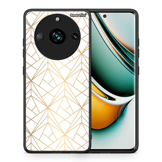 Θήκη Realme 11 Pro Luxury White Geometric από τη Smartfits με σχέδιο στο πίσω μέρος και μαύρο περίβλημα | Realme 11 Pro Luxury White Geometric case with colorful back and black bezels