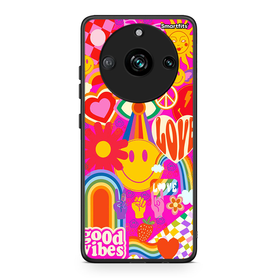 Realme 11 Pro+ Hippie Love θήκη από τη Smartfits με σχέδιο στο πίσω μέρος και μαύρο περίβλημα | Smartphone case with colorful back and black bezels by Smartfits