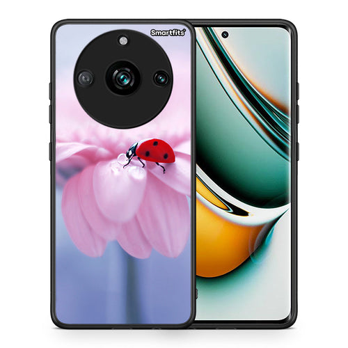 Θήκη Realme 11 Pro Ladybug Flower από τη Smartfits με σχέδιο στο πίσω μέρος και μαύρο περίβλημα | Realme 11 Pro Ladybug Flower case with colorful back and black bezels