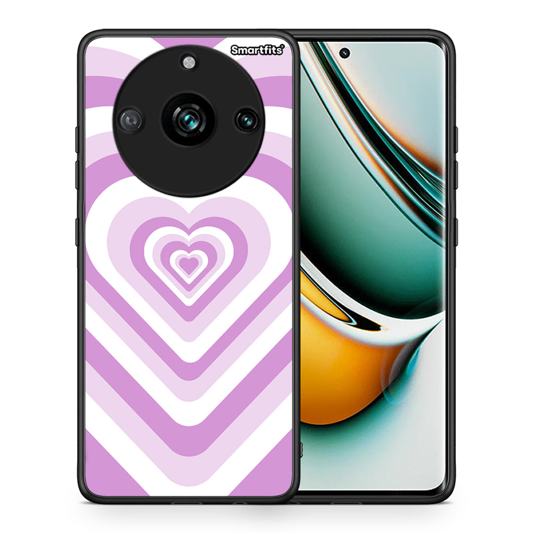 Θήκη Realme 11 Pro+ Lilac Hearts από τη Smartfits με σχέδιο στο πίσω μέρος και μαύρο περίβλημα | Realme 11 Pro+ Lilac Hearts case with colorful back and black bezels