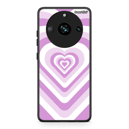 Realme 11 Pro+ Lilac Hearts θήκη από τη Smartfits με σχέδιο στο πίσω μέρος και μαύρο περίβλημα | Smartphone case with colorful back and black bezels by Smartfits