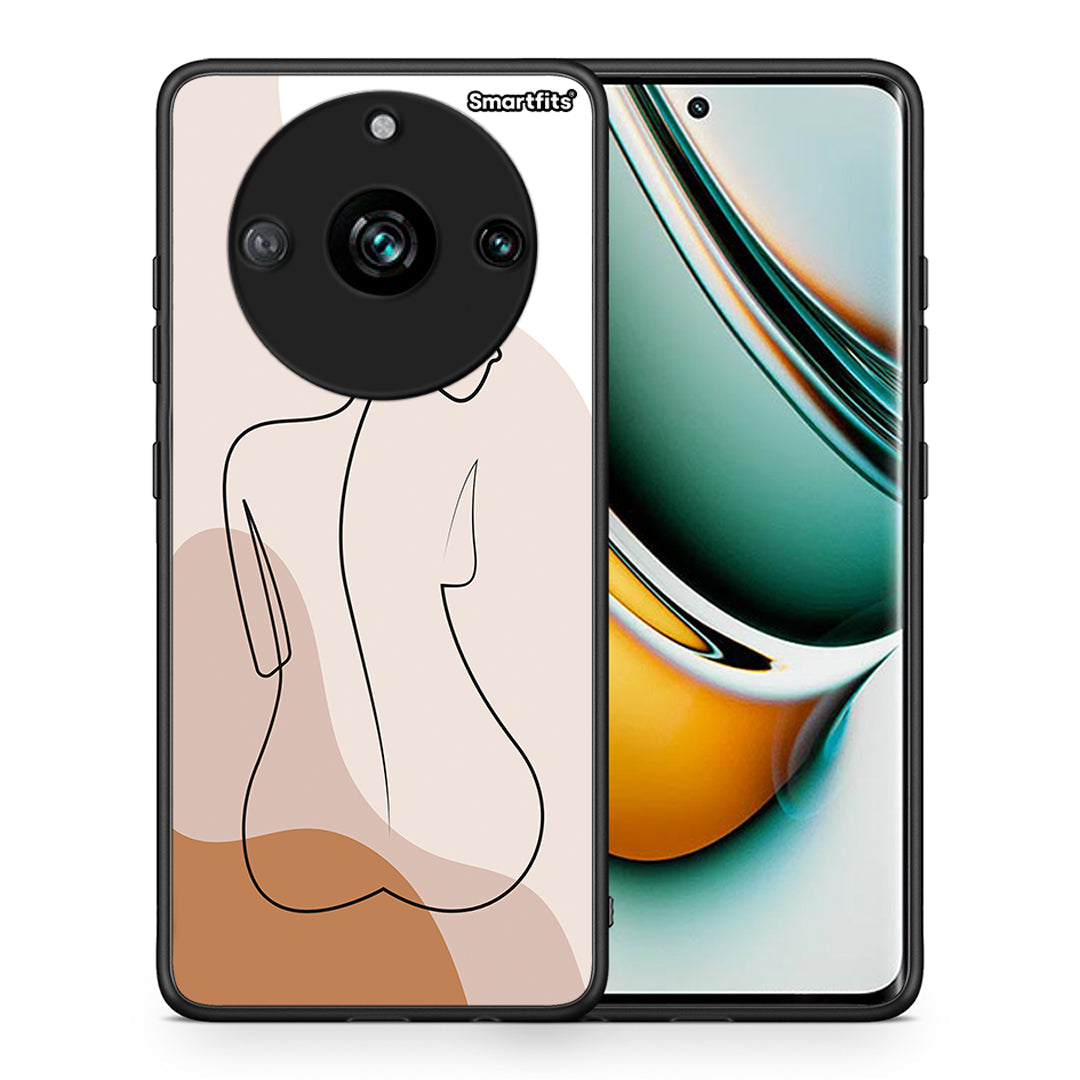 Θήκη Realme 11 Pro+ LineArt Woman από τη Smartfits με σχέδιο στο πίσω μέρος και μαύρο περίβλημα | Realme 11 Pro+ LineArt Woman case with colorful back and black bezels