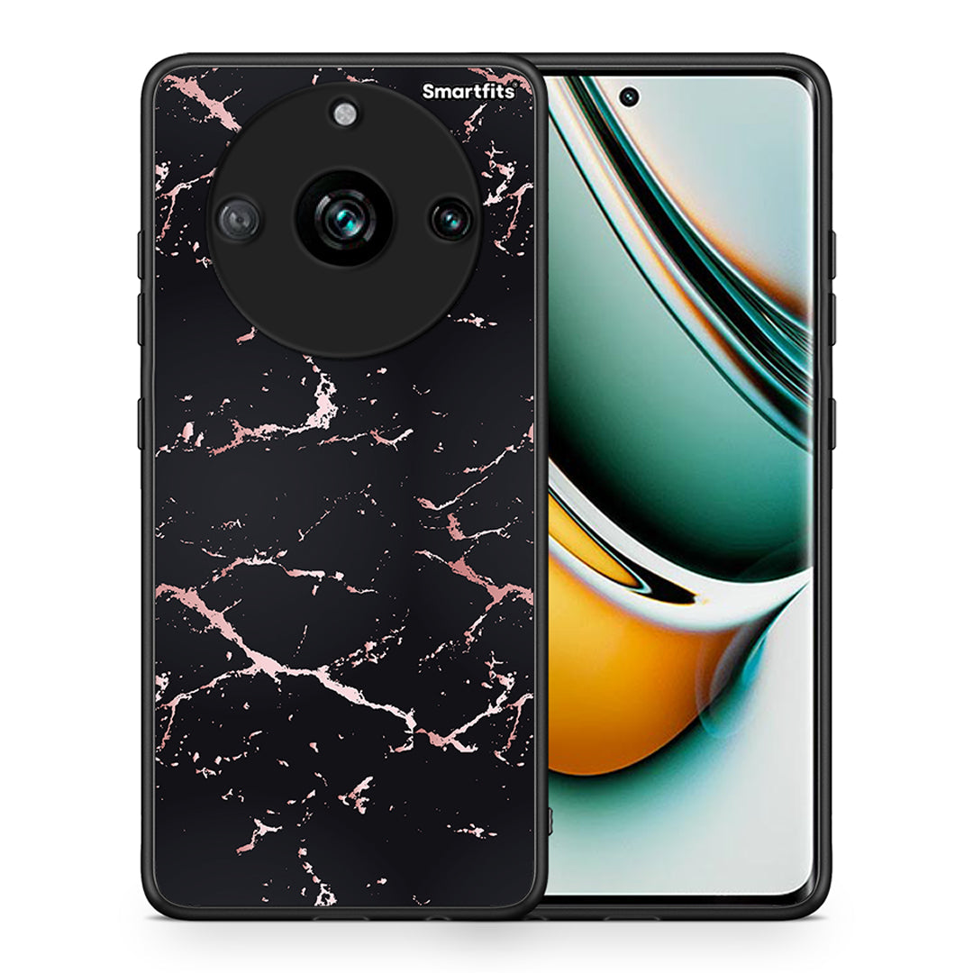 Θήκη Realme 11 Pro Black Rosegold Marble από τη Smartfits με σχέδιο στο πίσω μέρος και μαύρο περίβλημα | Realme 11 Pro Black Rosegold Marble case with colorful back and black bezels