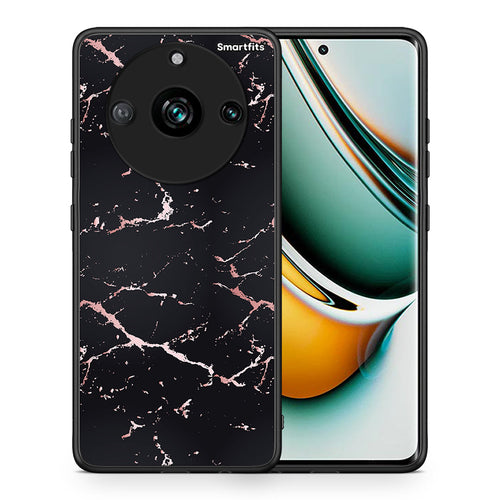 Θήκη Realme 11 Pro Black Rosegold Marble από τη Smartfits με σχέδιο στο πίσω μέρος και μαύρο περίβλημα | Realme 11 Pro Black Rosegold Marble case with colorful back and black bezels