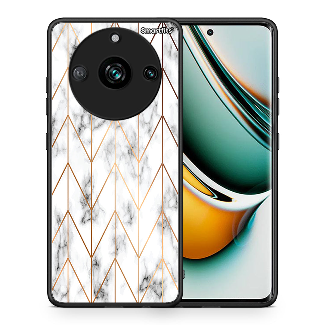 Θήκη Realme 11 Pro Gold Geometric Marble από τη Smartfits με σχέδιο στο πίσω μέρος και μαύρο περίβλημα | Realme 11 Pro Gold Geometric Marble case with colorful back and black bezels