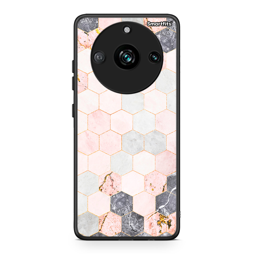 4 - Realme 11 Pro+ Hexagon Pink Marble case, cover, bumper