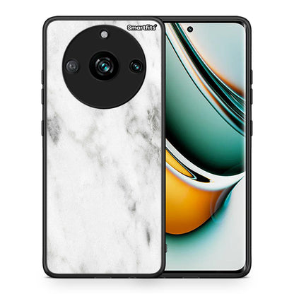 Θήκη Realme 11 Pro White Marble από τη Smartfits με σχέδιο στο πίσω μέρος και μαύρο περίβλημα | Realme 11 Pro White Marble case with colorful back and black bezels