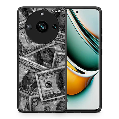 Θήκη Realme 11 Pro+ Money Dollars από τη Smartfits με σχέδιο στο πίσω μέρος και μαύρο περίβλημα | Realme 11 Pro+ Money Dollars case with colorful back and black bezels