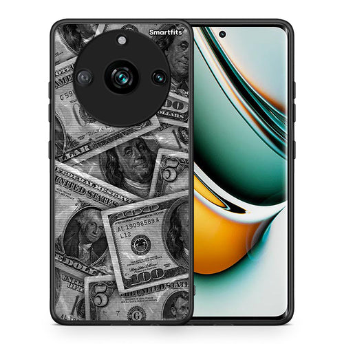 Θήκη Realme 11 Pro+ Money Dollars από τη Smartfits με σχέδιο στο πίσω μέρος και μαύρο περίβλημα | Realme 11 Pro+ Money Dollars case with colorful back and black bezels