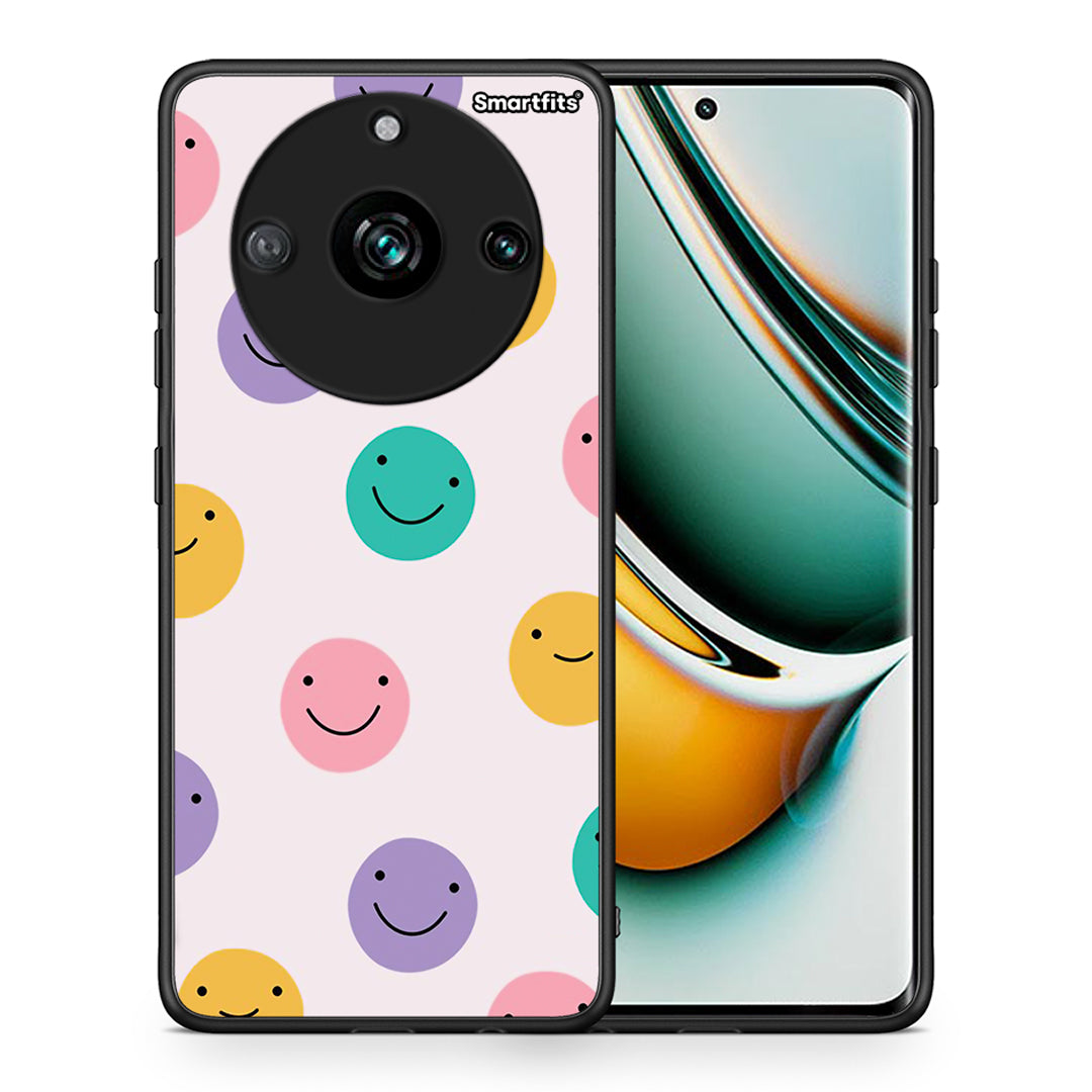 Θήκη Realme 11 Pro+ Smiley Faces από τη Smartfits με σχέδιο στο πίσω μέρος και μαύρο περίβλημα | Realme 11 Pro+ Smiley Faces case with colorful back and black bezels