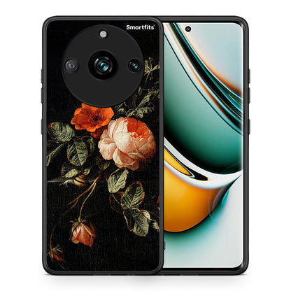 Θήκη Realme 11 Pro+ Vintage Roses από τη Smartfits με σχέδιο στο πίσω μέρος και μαύρο περίβλημα | Realme 11 Pro+ Vintage Roses case with colorful back and black bezels