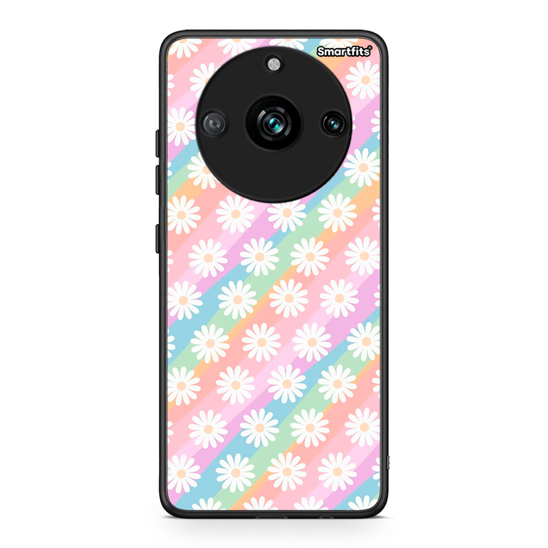 Realme 11 Pro+ White Daisies θήκη από τη Smartfits με σχέδιο στο πίσω μέρος και μαύρο περίβλημα | Smartphone case with colorful back and black bezels by Smartfits